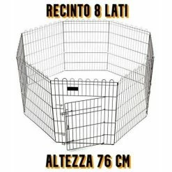 Rex Recinto In Ferro Altezza 76 Cm 8 Lati Box Per Cani Gatti Cuccioli Pieghevole An