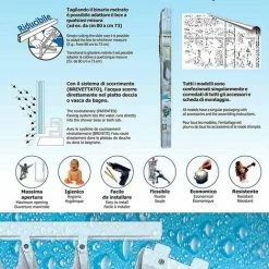 Box Doccia Angolare A Soffietto FERLIVING 80/60x80/60x185h Cm -COSTWAY shop 91912759 4