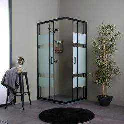 BOX DOCCIA 70X90 PROFILI NERO OPACO CON VETRO SERIGRAFATO CITY 7 BOX DOCCIA 70X90 PROFILI NERO OPACO CON VETRO SERIGRAFATO CITY -COSTWAY shop 91985641 3