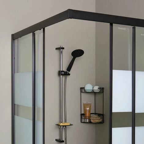 BOX DOCCIA 70X90 PROFILI NERO OPACO CON VETRO SERIGRAFATO CITY 4 BOX DOCCIA 70X90 PROFILI NERO OPACO CON VETRO SERIGRAFATO CITY - immagine 4