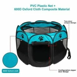 Box Per Cuccioli Blu - Box Per Animali Domestici Di Grandi Dimensioni Box Per Cuccioli Cani, Gatti Gattini, Piccoli Animali Recinzioni Pieghevoli Per Animali Domestici -COSTWAY shop 93111308 3