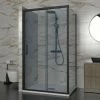 Box Doccia 80x120 Cm Scorrevole Vetro Trasparente Reversibile Con Profilo Nero - Spazio