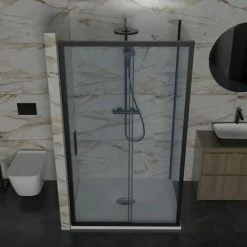 Box Doccia 80x120 Cm Scorrevole Vetro Trasparente Reversibile Con Profilo Nero - Spazio 6 Box Doccia 80x120 Cm Scorrevole Vetro Trasparente Reversibile Con Profilo Nero - Spazio -COSTWAY shop 93960211 3