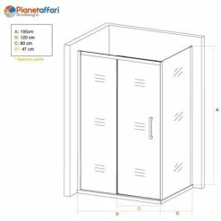 Box Doccia 80x120 Cm Scorrevole Vetro Trasparente Reversibile Con Profilo Nero - Spazio 7 Box Doccia 80x120 Cm Scorrevole Vetro Trasparente Reversibile Con Profilo Nero - Spazio -COSTWAY shop 93960211 4