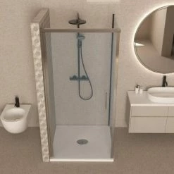 Box Doccia 80x70 Cm Battente Vetro Trasparente Reversibile - Spazio -COSTWAY shop 93962175 3