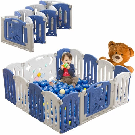 Box Per Neonati Centro AttivitĂ Pieghevole In Plastica Con Porta E Tavola Giocattolo, Parco Giochi Di Sicurezza Per Bambini, Bianco E Blu (14 Pezzi) HENGMEI 1 Box Per Neonati Centro AttivitĂ Pieghevole In Plastica Con Porta E Tavola Giocattolo, Parco Giochi Di Sicurezza Per Bambini, Bianco E Blu (14 Pezzi) HENGMEI