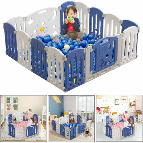 Box Per Neonati Centro AttivitĂ Pieghevole In Plastica Con Porta E Tavola Giocattolo, Parco Giochi Di Sicurezza Per Bambini, Bianco E Blu (14 Pezzi) HENGMEI 5 Box Per Neonati Centro AttivitĂ Pieghevole In Plastica Con Porta E Tavola Giocattolo, Parco Giochi Di Sicurezza Per Bambini, Bianco E Blu (14 Pezzi) HENGMEI - immagine 5