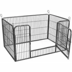 FEANDREA Recinto Per Cani Box Per Animali Pieghevole Con Pannelli Di Rete Metallica Grigio Da SONGMICS -COSTWAY shop 96922935 3