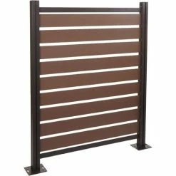 Pannello Base Recinzione Frangivista Bidoni Box Rifiuti HWC-K57 Alluminio Polywood 130x110x6cm Marrone