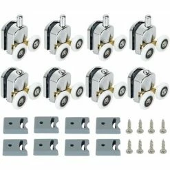 MINKUROW Rullo Per Porta Della Doccia Da 8 Pezzi, Rullo Per Porta Della Doccia Scorrevole Da 23 MM, Doppi Rulli Per Box Doccia, 4 Superiori E 4 Inferiori